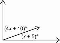 What are the measures of the two angles in the figure below? A. 80° and 10° B. 70° and-example-1