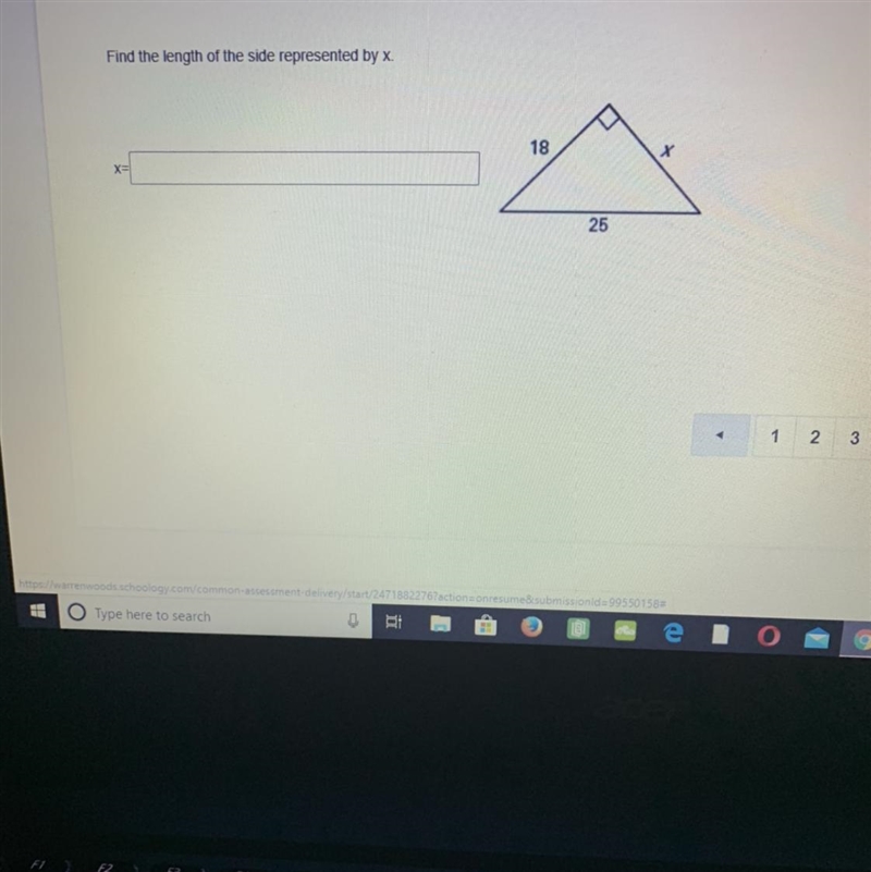 Find the length of the side represented by x-example-1