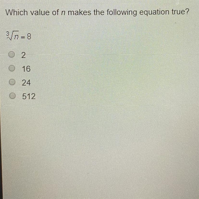 Which value of n makes the following equation true! equation is in the picture!-example-1