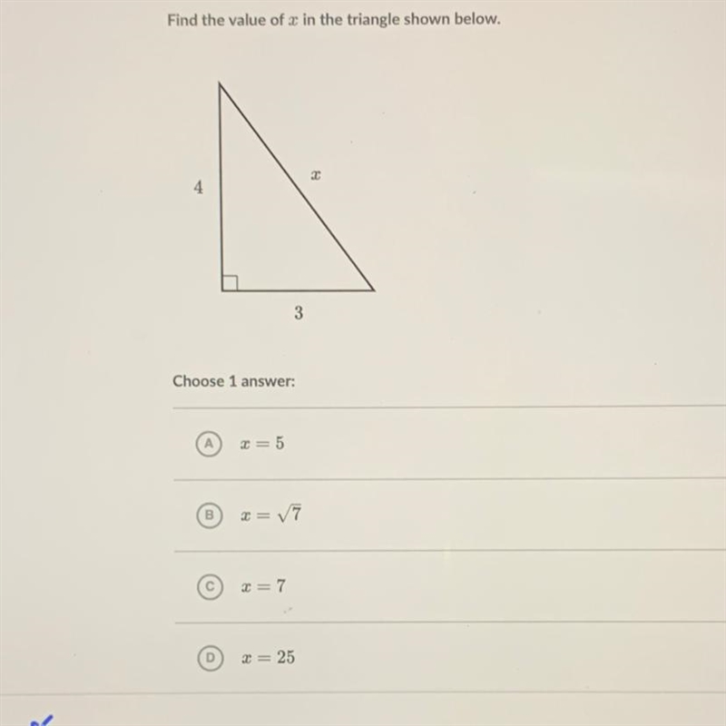 Find the value of X in the triangle shown below-example-1