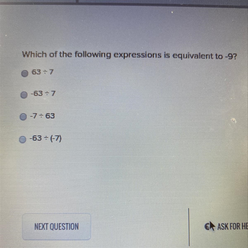 Which of the following expressions is equivalent to -9?-example-1