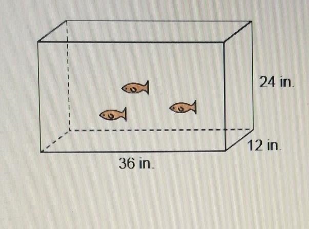 What is the volume of this aquarium? A. 288 in3 B. 432 in3 C. 8,364 in3 D 10,368 in-example-1