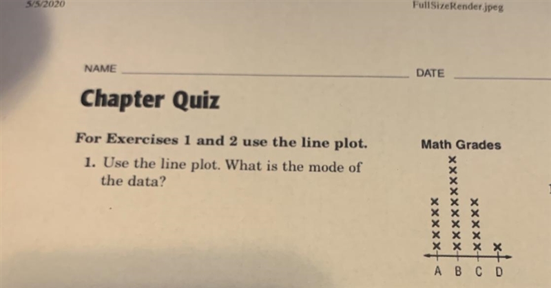 1. Use the line plot. What is the mode of the data?-example-1