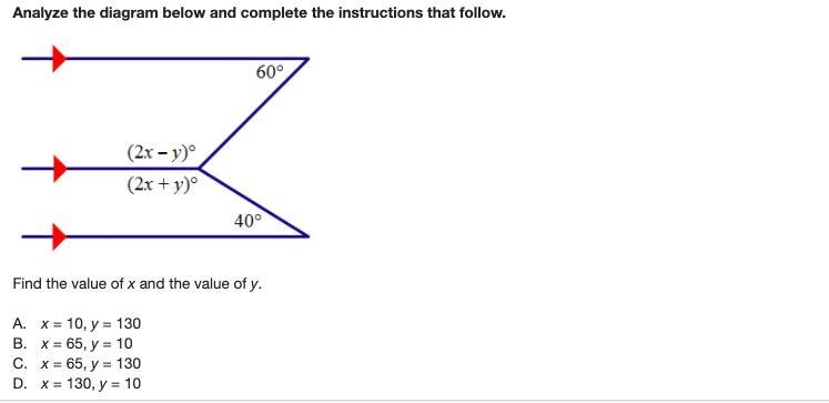 Find the value of x and the value of y.-example-1