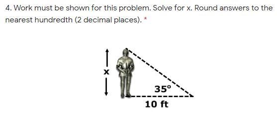 PLEASE HELP! Work must be shown for this problem. Solve for x. Round answers to the-example-1