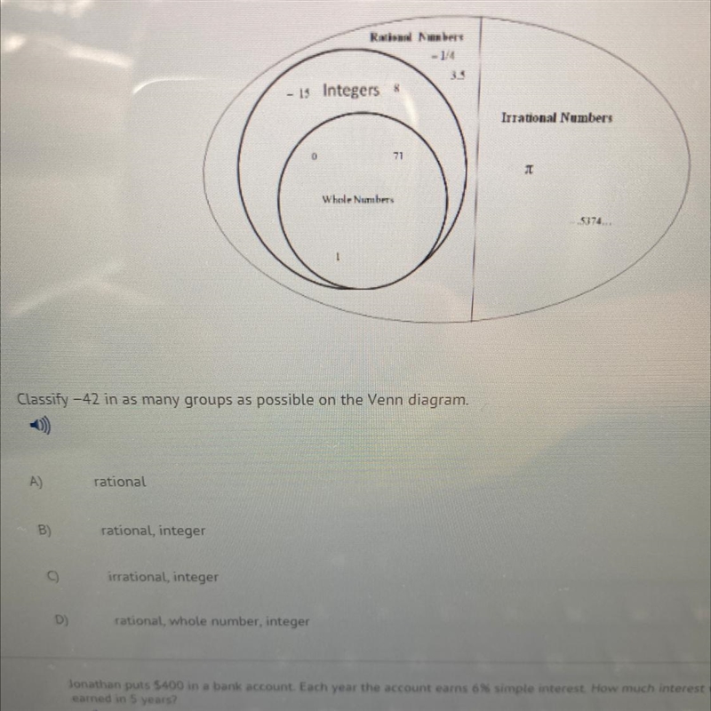 Classify -42 in as many groups as possible on the Venn diagram.-example-1