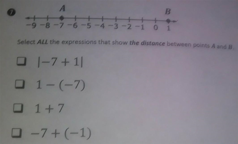 Select ALL the expressions that show the distance between points A and B.​-example-1