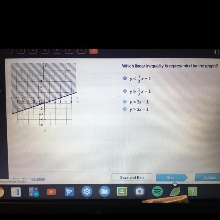 Which linear inequality is represented by the graph?-example-1