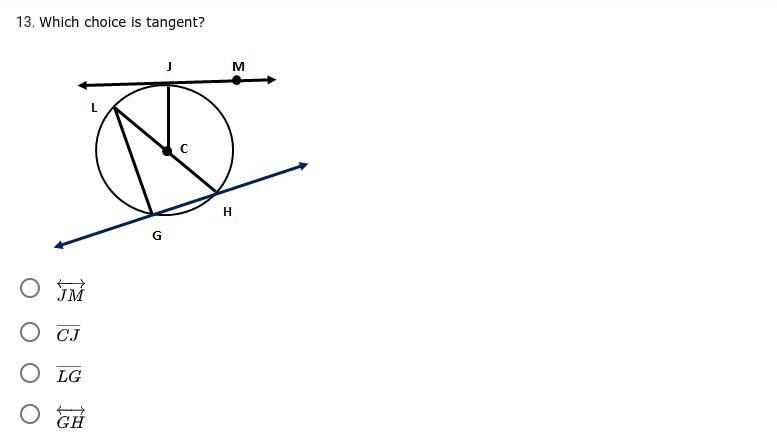 * PLEASE ANSWER * Which choice is tangent?-example-1