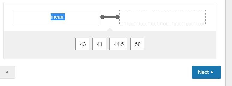 What is the mean for the data set? {39, 43, 46, 86, 22, 39, 75} Drag and drop the-example-1