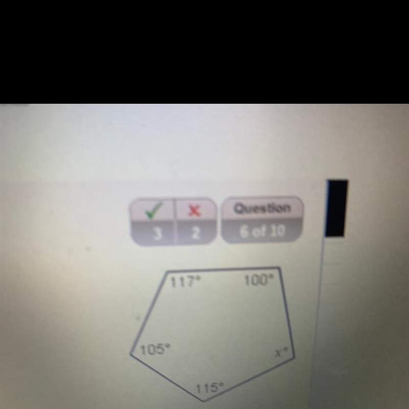 Find the measure of x 103 105 117 360-example-1