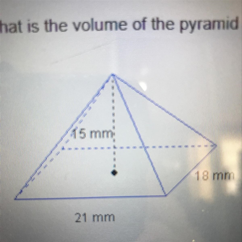 What is the volume of the pyramid in cubic millimeter? A. 709. B.946. C.1890. D.2835-example-1