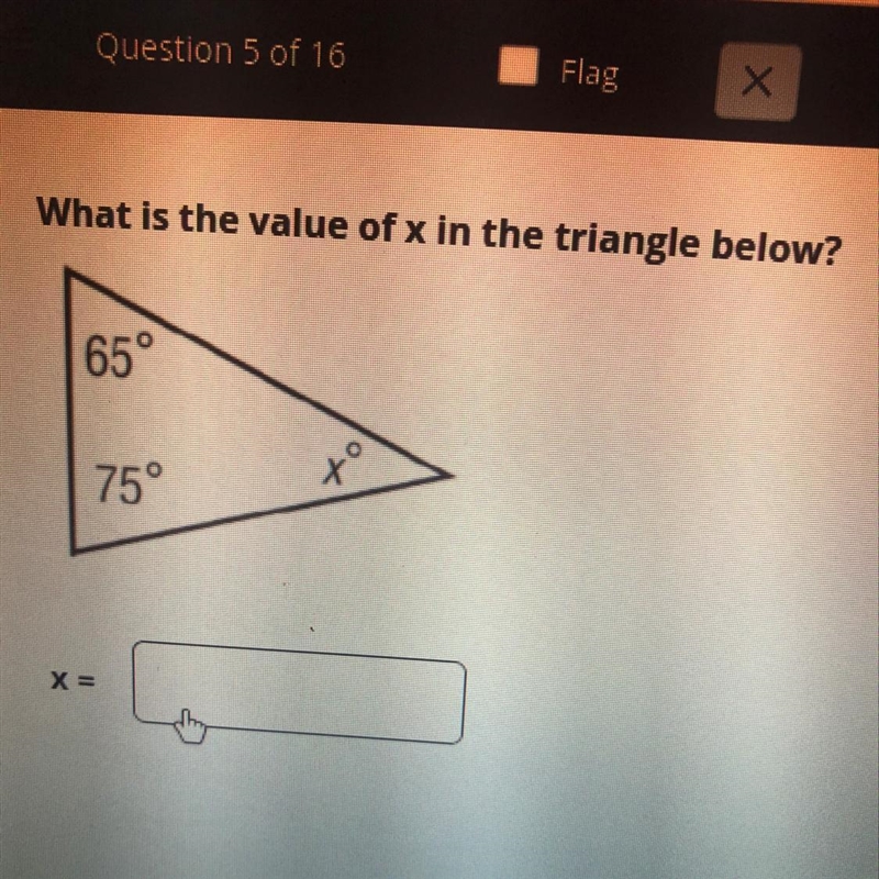 What is the value of x in the triangle below-example-1