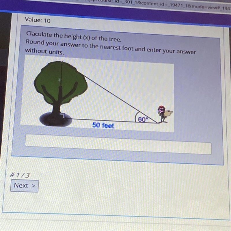 Calculate the heigh (x) of the tree-example-1