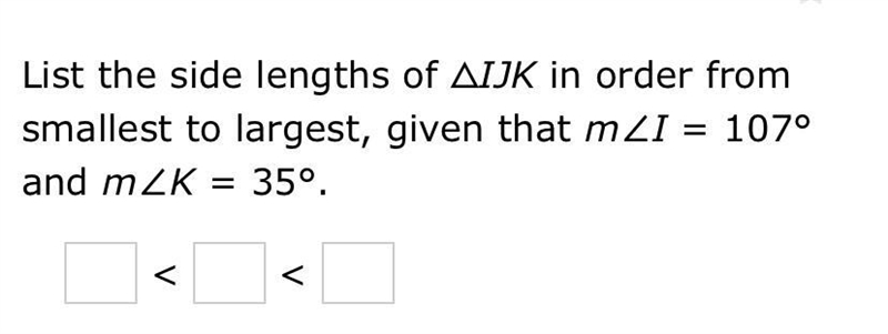 List the side lengths in order from smallest to largest-example-1