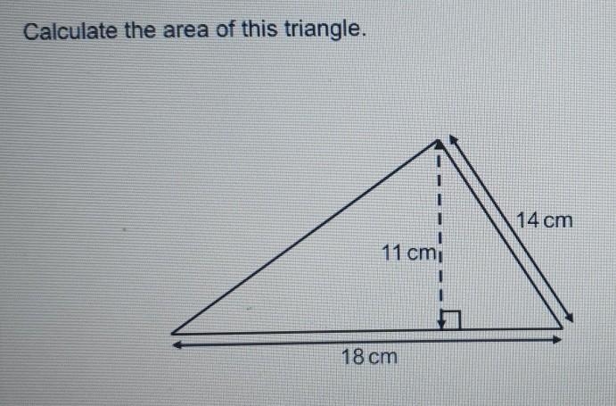 Calculate the area of this triangle. 14 cm 18 cm​-example-1