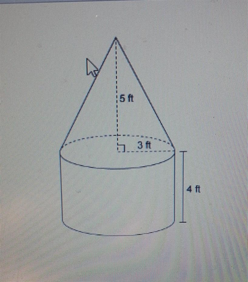 The figure is made up of a cylinder and a cone. What is the exact volume of the figure-example-1