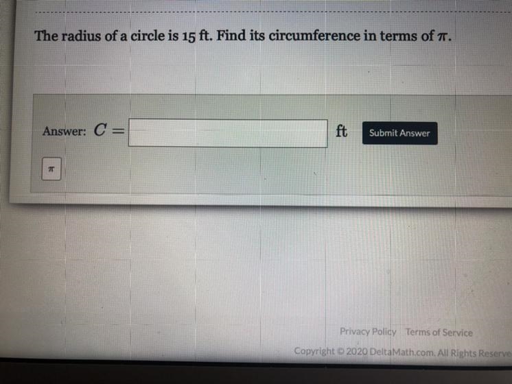 Whats the circumference in terms of pi?-example-1