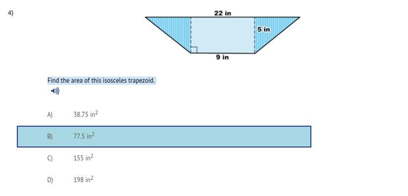 Find the area of this isosceles trapezoid.-example-1