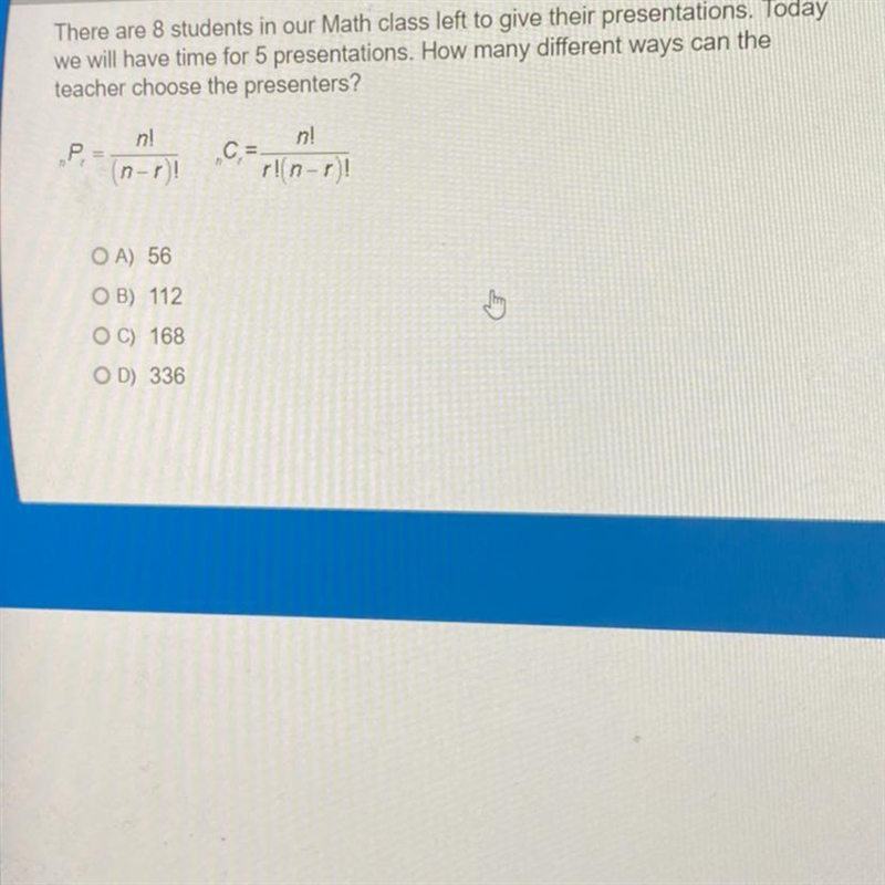 There are 8 students in our Math class left to give their presentations. Today we-example-1