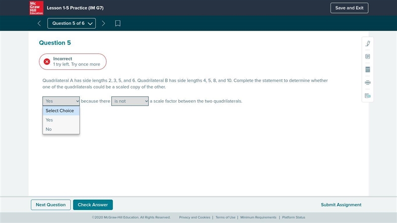 Question 5 Feedback Incorrect 1 try left. Try once more Select the correct choices-example-1