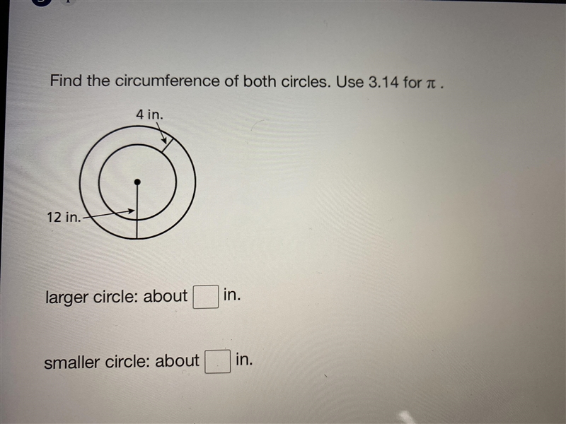 Find the circumference of both circles. Use 3.14 for pi-example-1