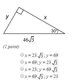 What are the values of the variables in the triangle below? if the answer is not an-example-1