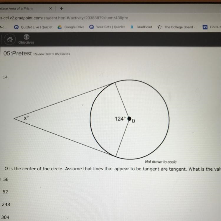 O is the center of the circle. Assume that lines that appear to be tangent are tangent-example-1