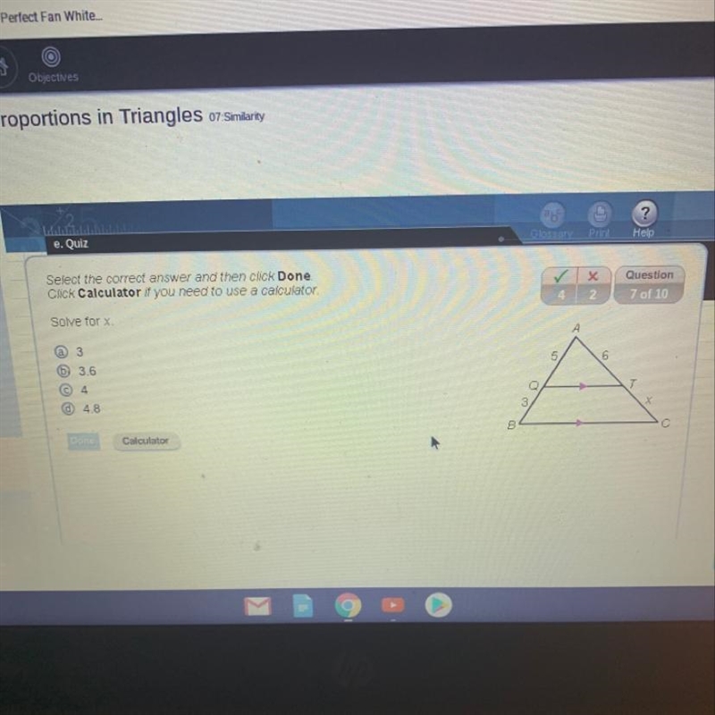 Solve for x 3, 3.6, 4, 4.8-example-1