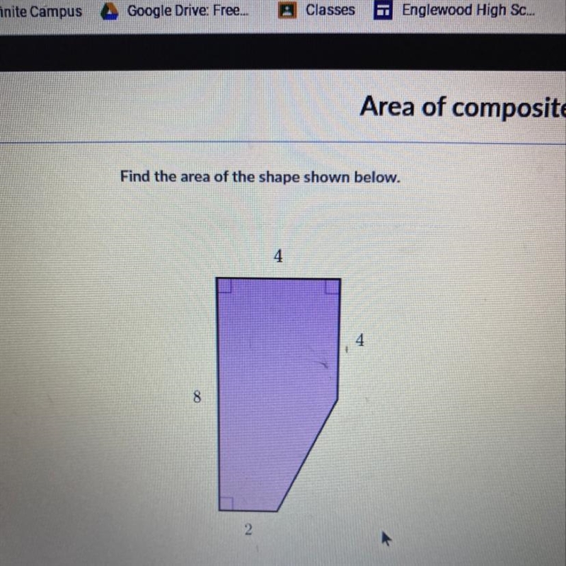 Find the area of the shape shown below. Need help!-example-1