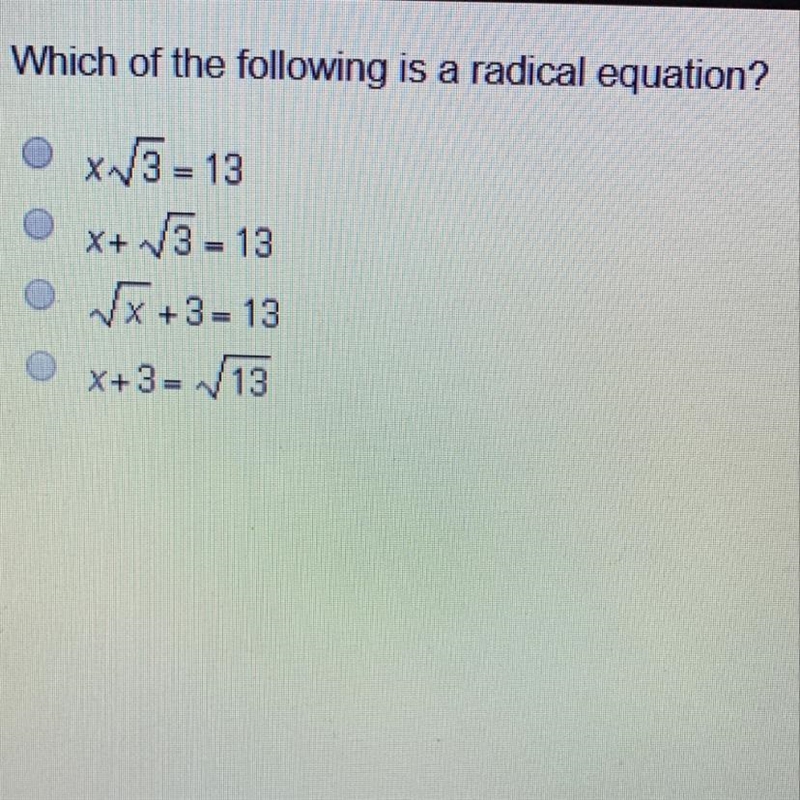 Which of the following is a radical equation.-example-1