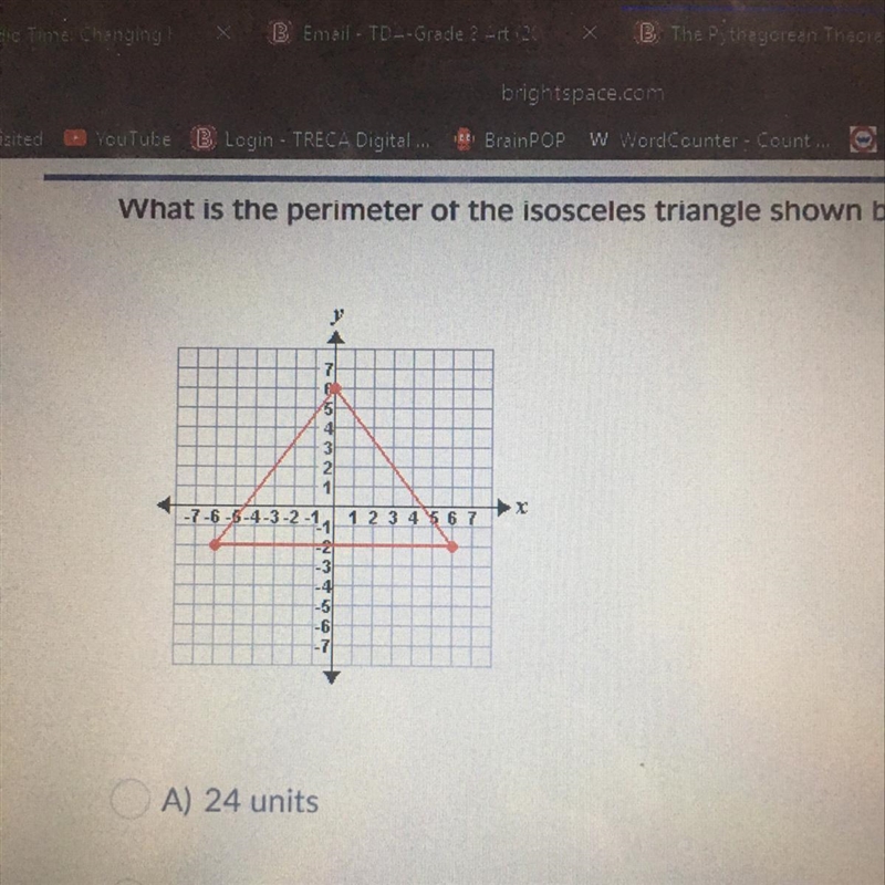 What is the perimeter of the isosceles triangle shown below? A) 27 units B) 22 units-example-1