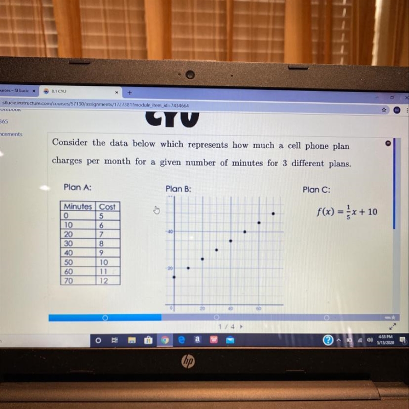 Choose the appropriate plan letter for each question Plan____ has the lowest range-example-1