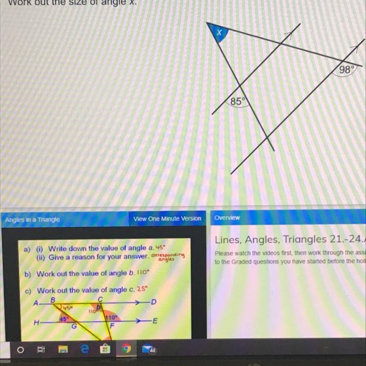 Work out the size of angle x.-example-1