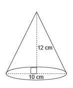 What is the approximate volume of the cone? Question options: 314 cm^3 942cm^3 1,256 cm-example-1