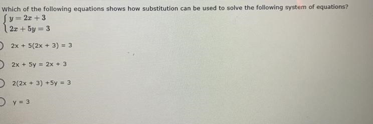 Which of the following equations shows how substitution can be used to solve the following-example-1