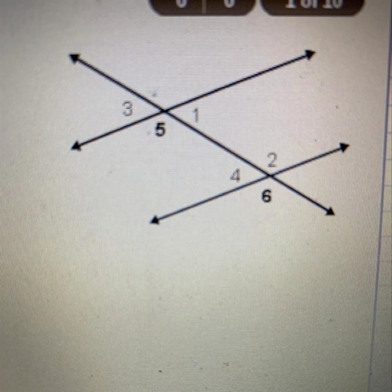 Use the figure to decide the type of angle pair that describes < 5 and < 6 alternate-example-1