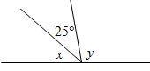 (SAT Prep) In the given figure, what is the value of x+y? A. 180° B. 155° C. 25° D-example-1