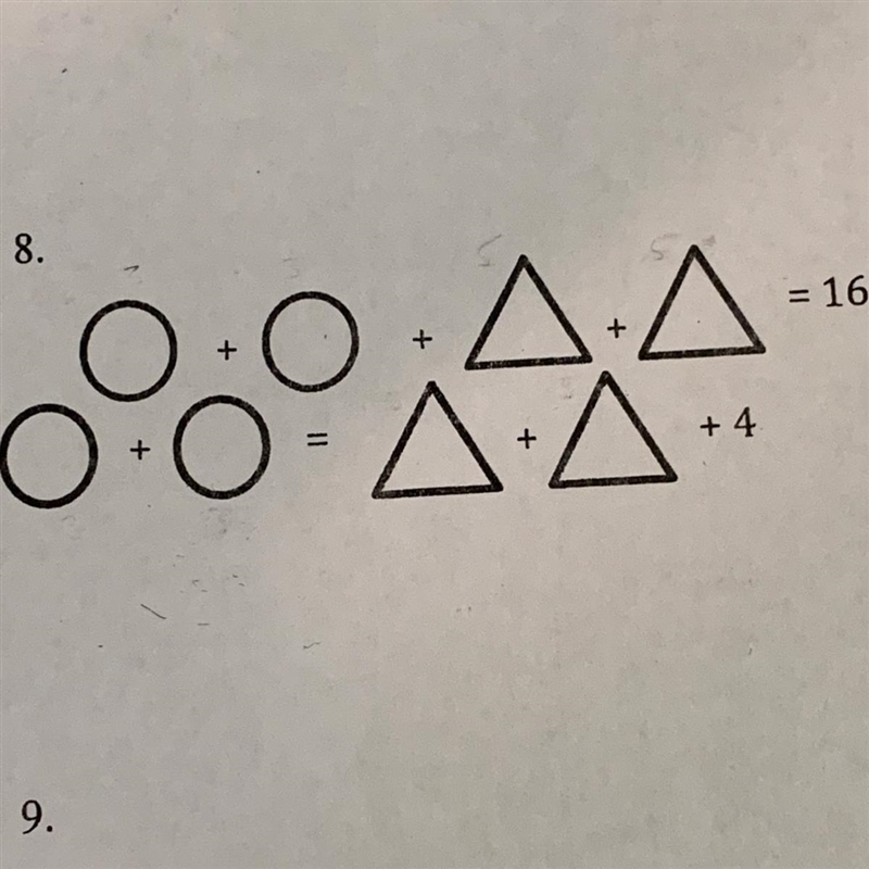 How do I know what the circle and triangle equal to?-example-1