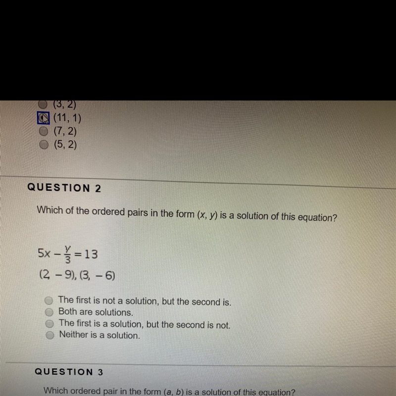 Which of the ordered pairs in the form X, Y is a solution of this equation-example-1