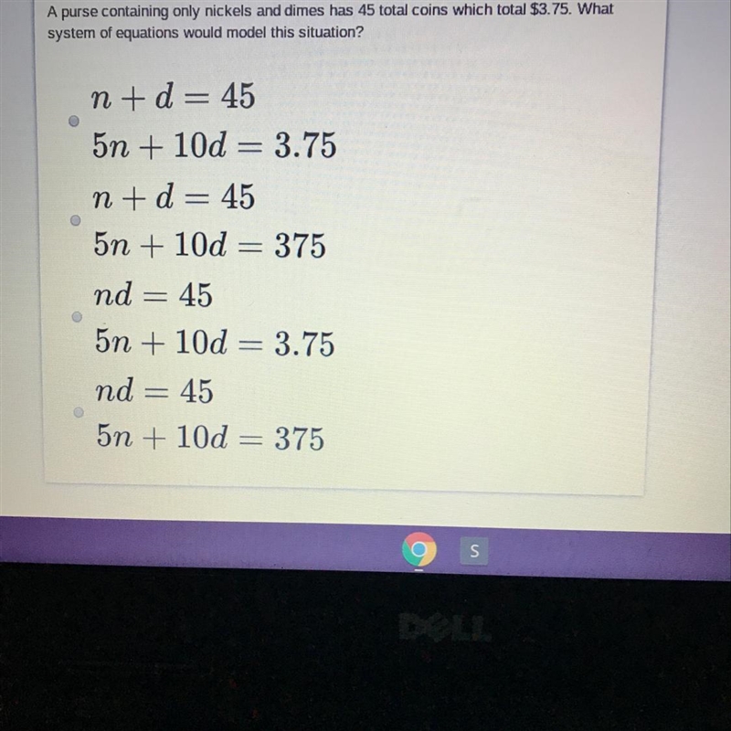 What system of equations would model this situation?-example-1