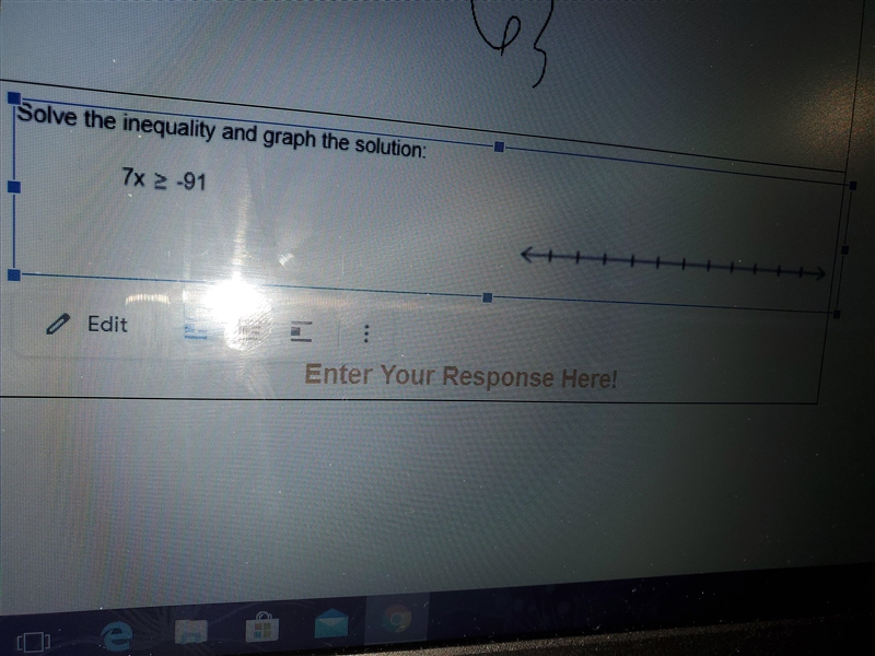 Solve the inequality and graph the solution 7x ≥ -91-example-1