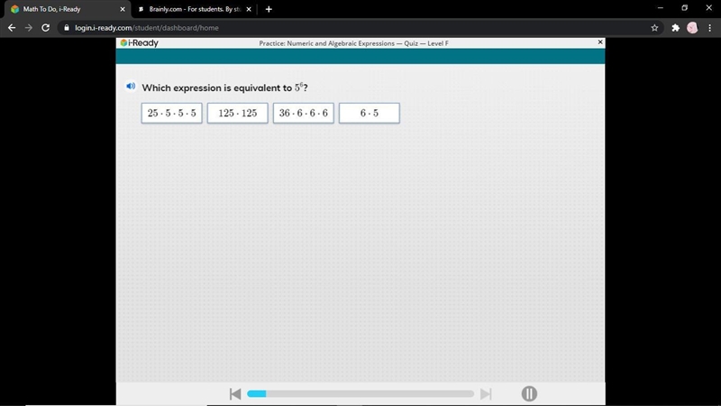 Which expression is equal to 5^6-example-1