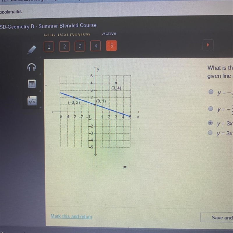 What is the equation of the line that is perpendicular to the given line and passes-example-1