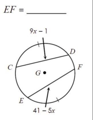 Find the length of chord EF.-example-1