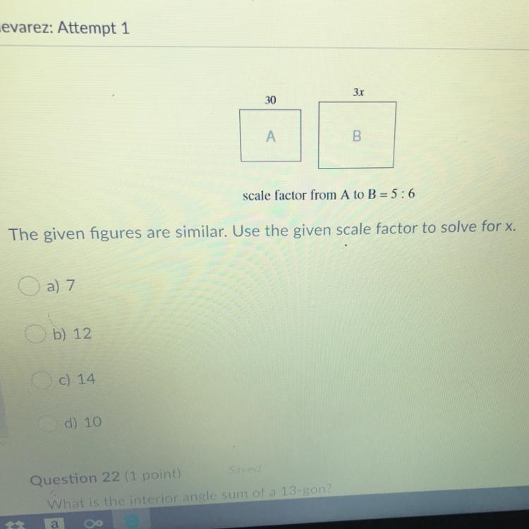 The given figures are similar. Use the given scale factor to solve for X! Please help-example-1