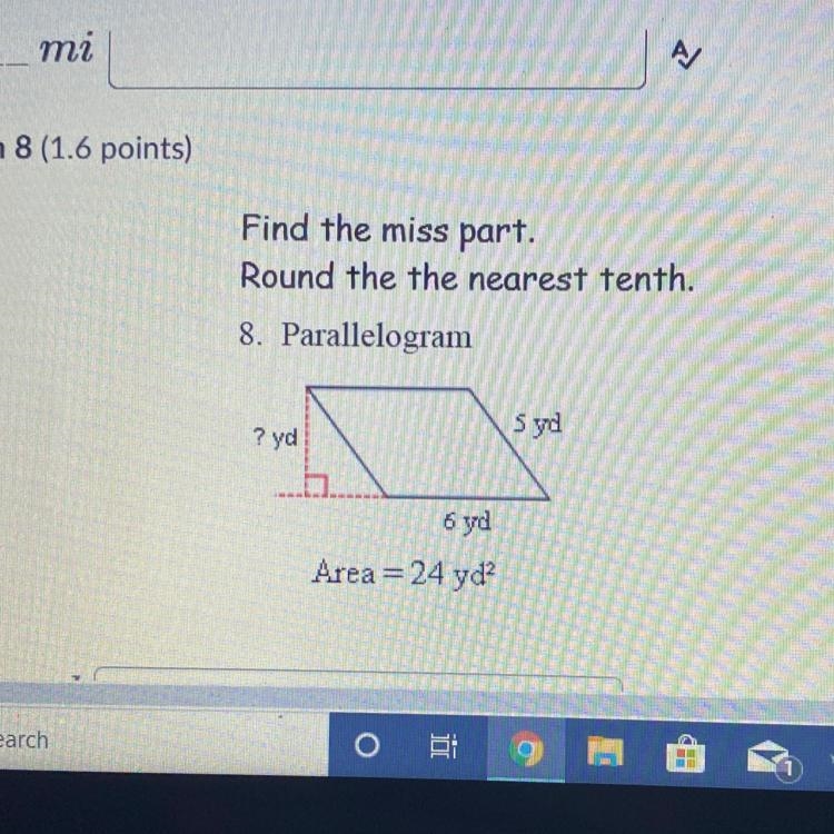 Find the missing part . Round to the nearest tenth.-example-1