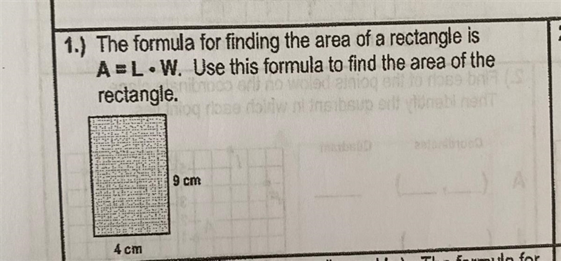 Please see attachment!!! The formula for finding the area of a rectangle is A-L times-example-1