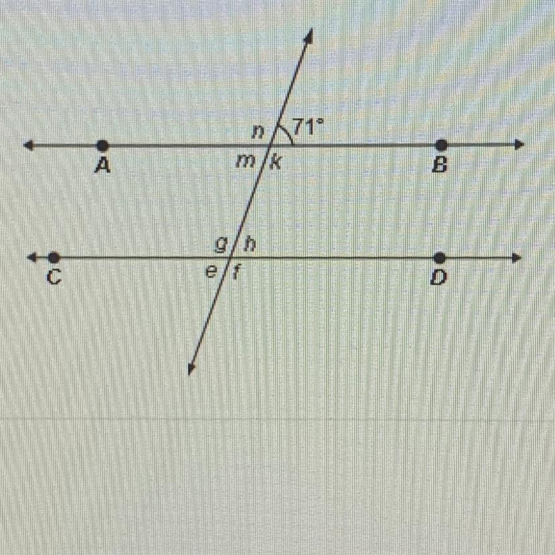 What is the measure of angle h? mlk А. 19 В. 109° C.71 D. 180°-example-1