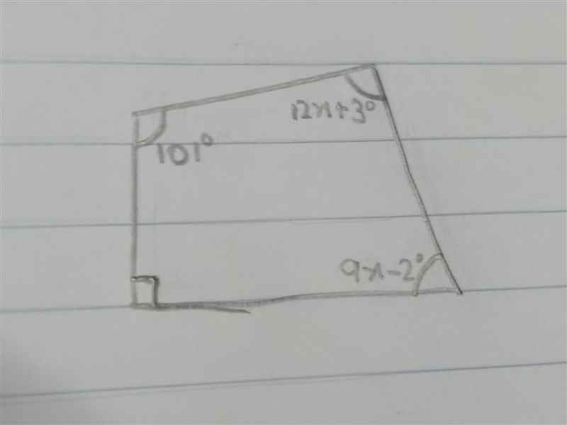 Find the value of x in the following quadrilateral.-example-1